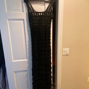 Black ribbon evening dress